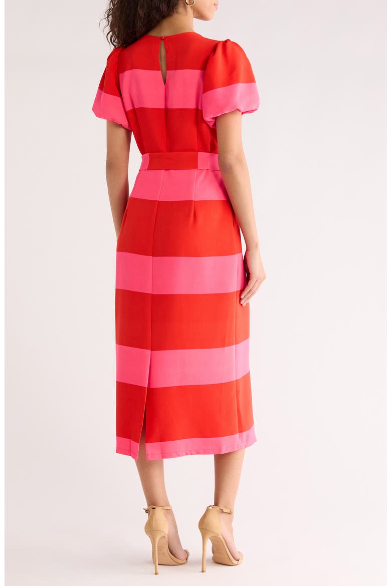 Lolli Stripe Senidy Puff Sleeve Dress, Alternate, color, FUCHSIA-RED