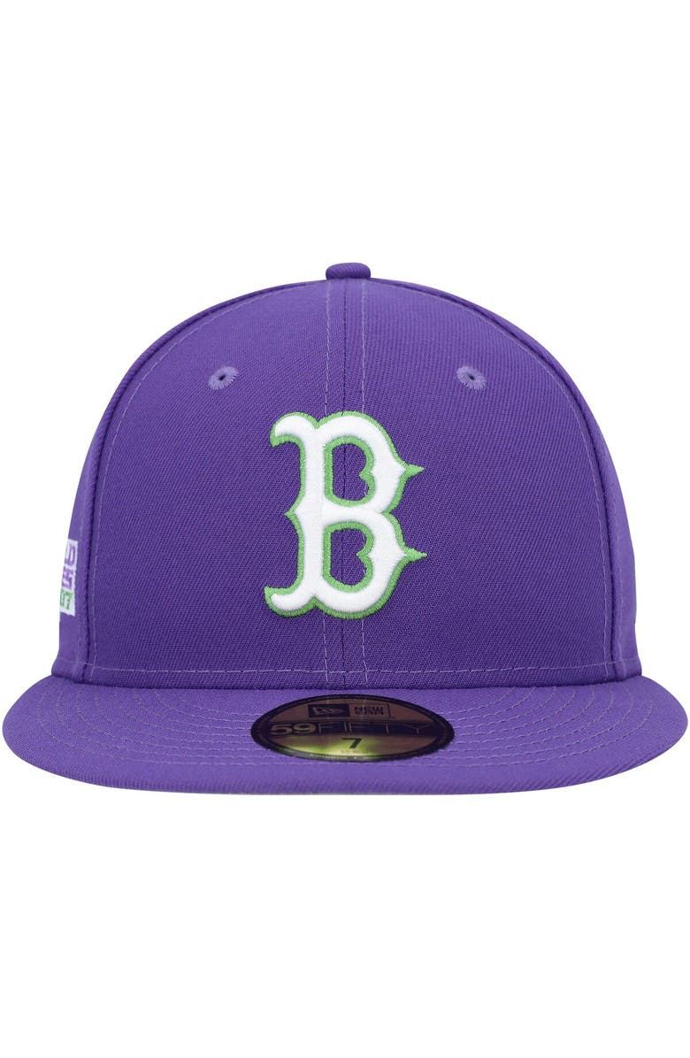 New Era Men's New Era Purple Boston Red Sox Lime Side Patch 59FIFTY Fitted Hat, Alternate, color, Purple