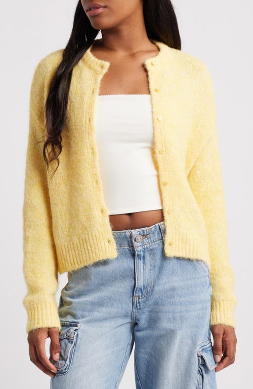 BDG Urban Outfitters Fluffy Cardigan in Lemon 