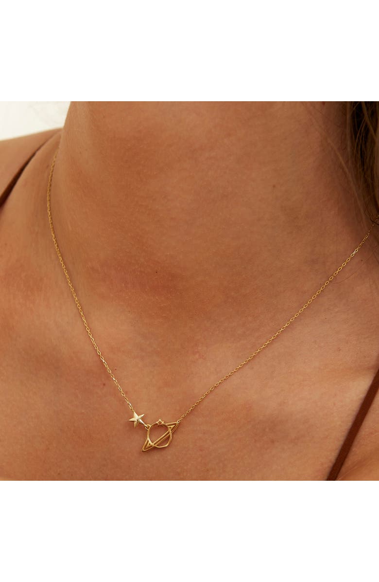 Spero London Sterling Silver Saturn Necklace, Alternate, color, Gold