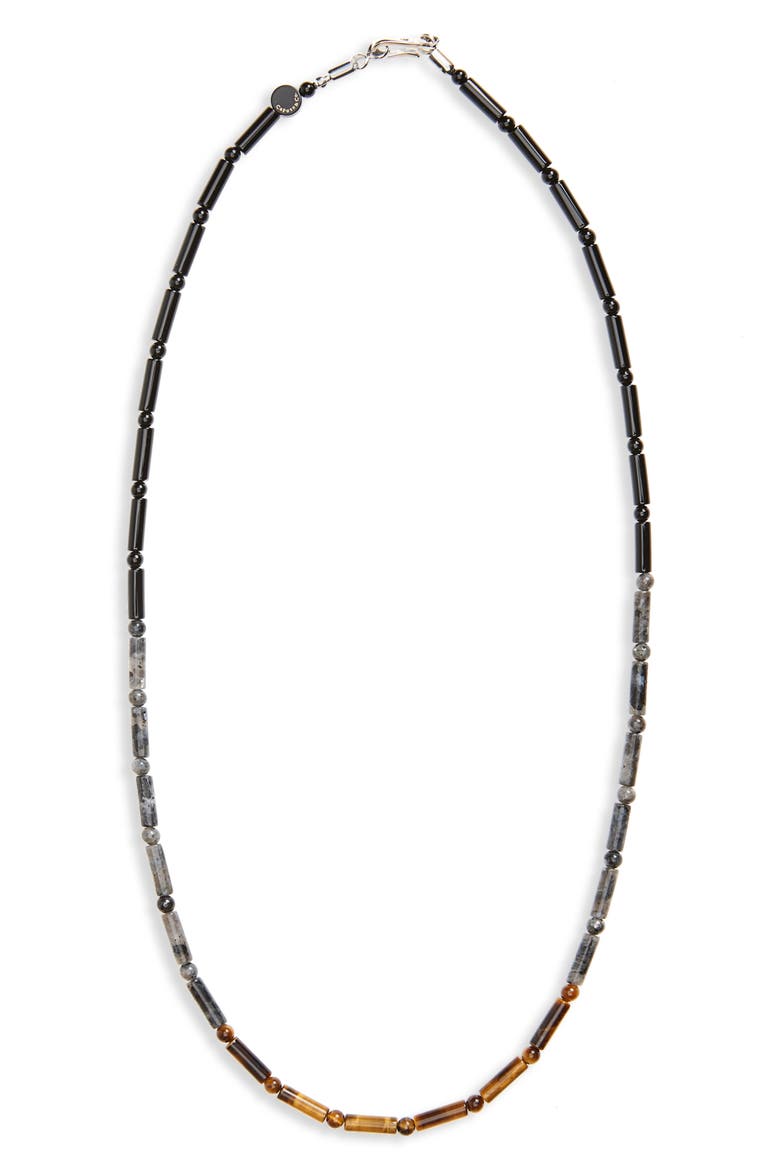 Bar and Stone Beaded Necklace, Main, color, YELLOW TIGER EYE
