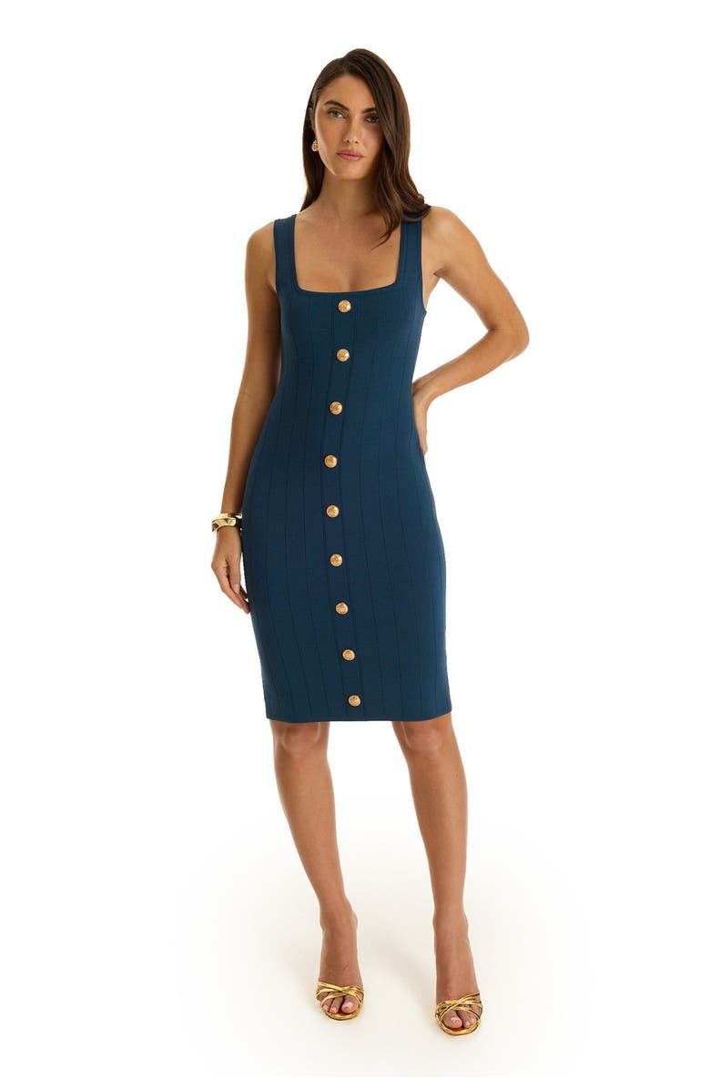 The Noli Shop Helena Button Dress, Main, color, Ocean
