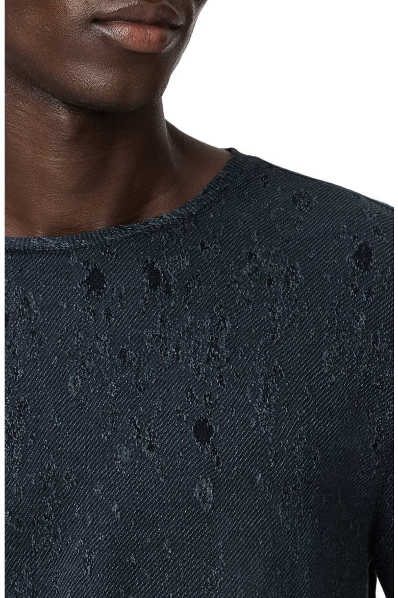 Vera Distressed Jacquard Long Sleeve Crewneck T-Shirt, Alternate, color, NAVY
