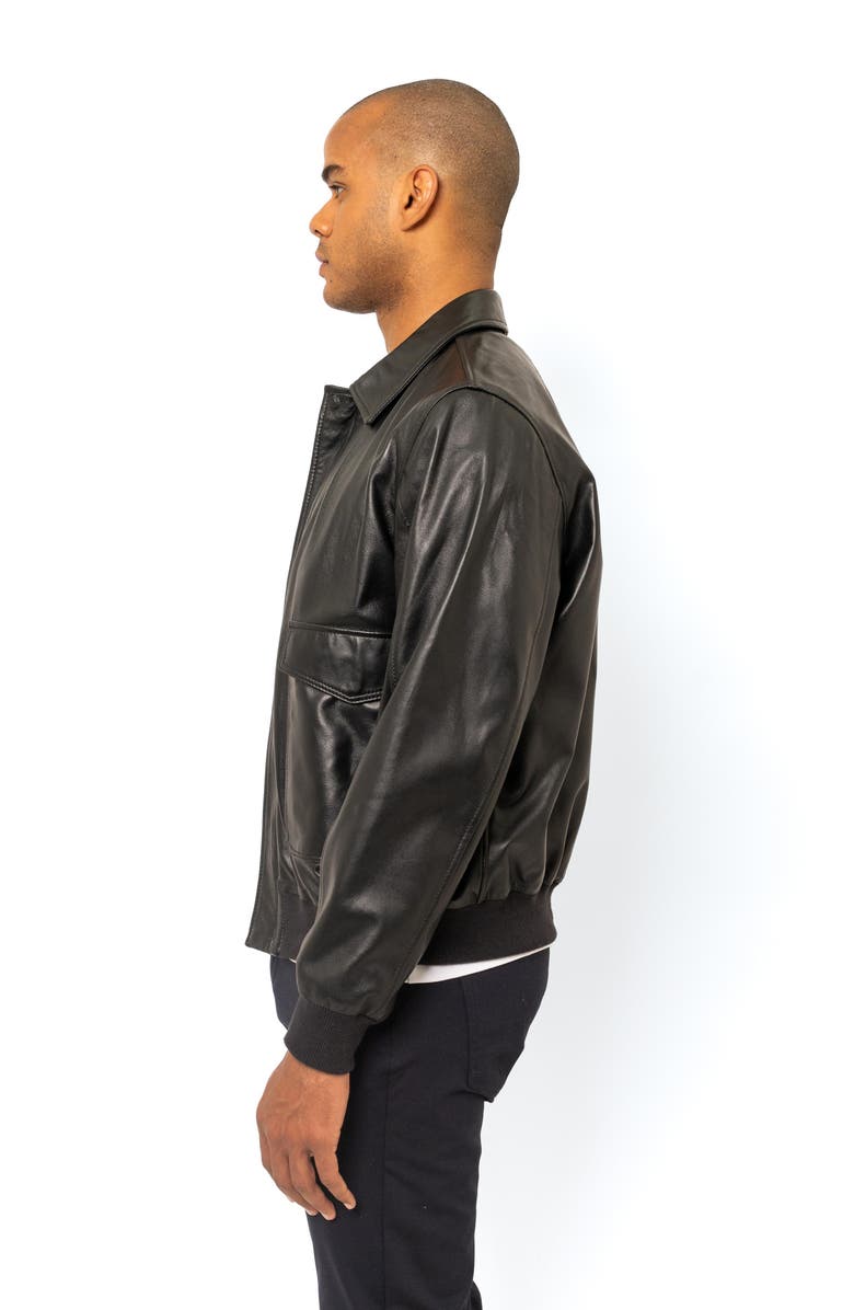 PINO BY PINOPORTE Leather Bomber Jacket, Alternate, color, Black