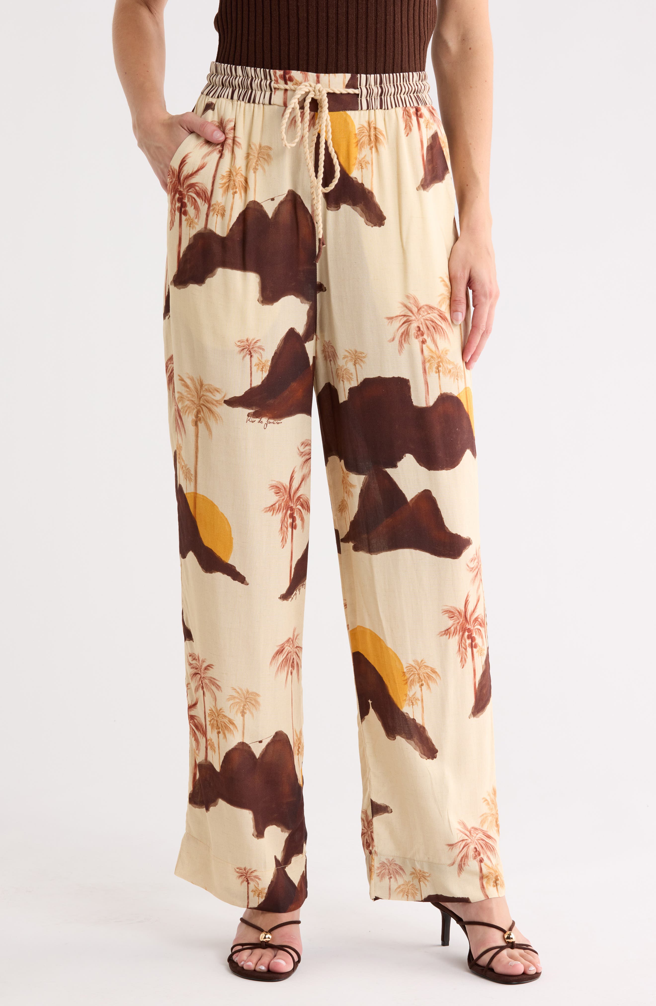 DRESS TO Drawstring Waist Wide Leg Pants