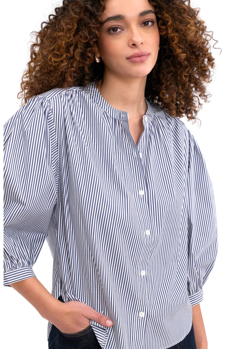 Joselene Poplin Blouse, Alternate, color, Navy Stripe