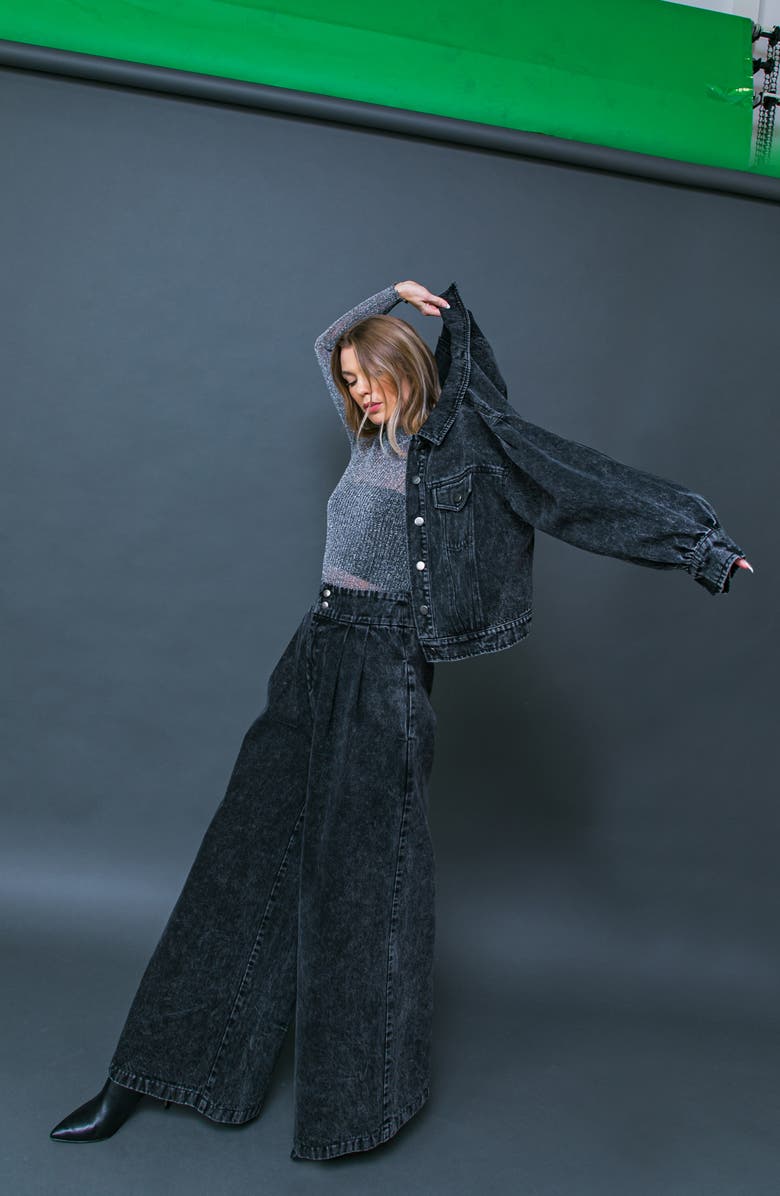 FLYING TOMATO Denim Jacket, Alternate, color, Black Acid