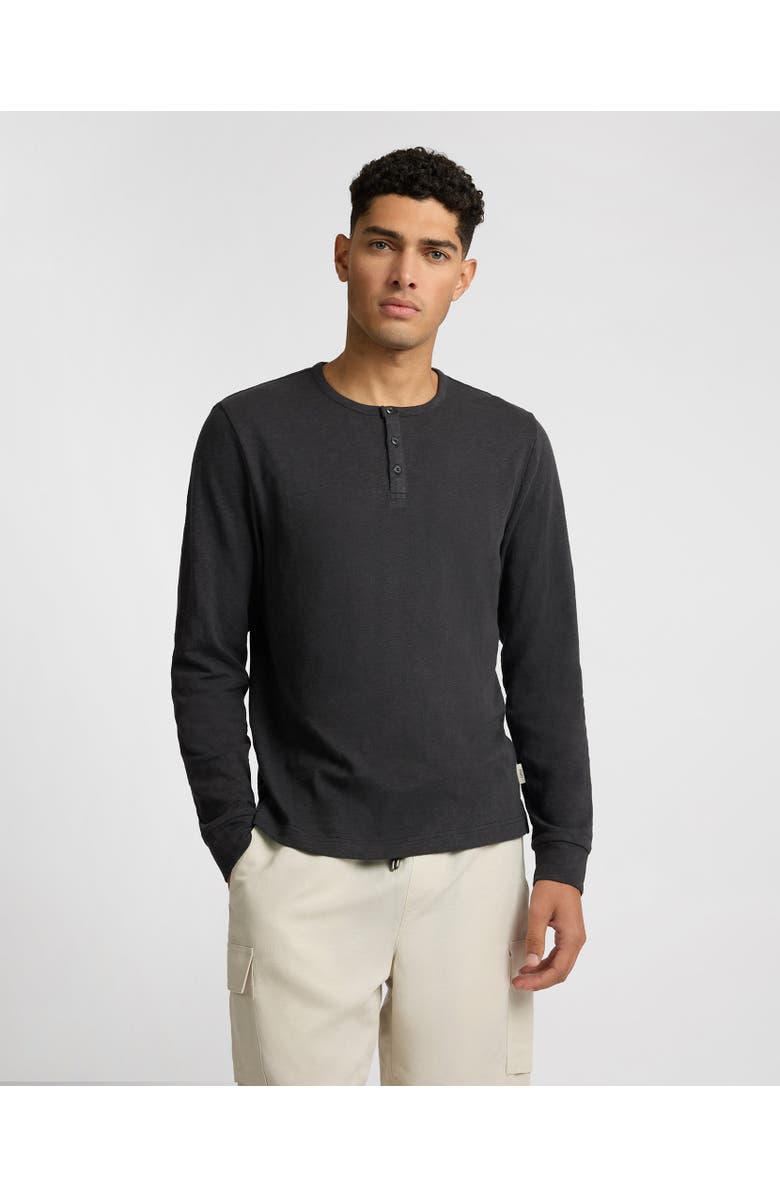 Onia Heavyweight Slub Henley Sweater, Main, color, Noir