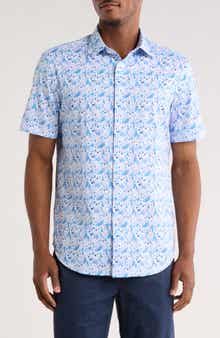 Bugatchi Short Sleeve Woven Button-Up Shirt
