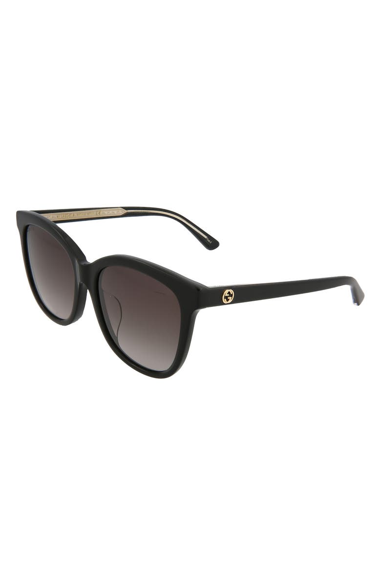 Gucci 56mm Square Sunglasses, Alternate, color, Shiny Black