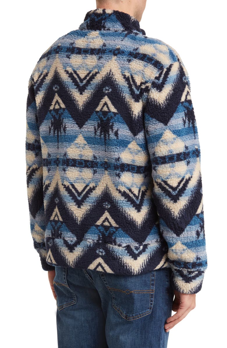 Lucky Brand Geo Print Faux Shearling Pullover, Alternate, color, Blue Multi