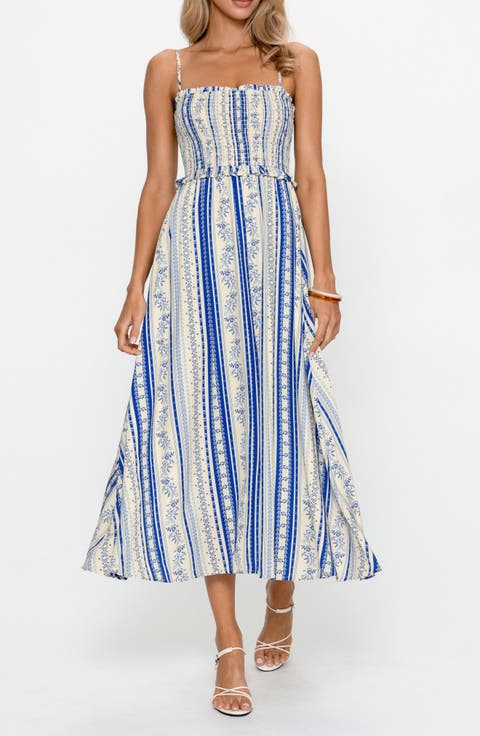 Stripe Sleeveless Midi Dress