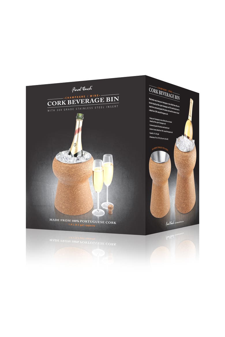 Champagne & Wine Cork Beverage Bin, Alternate, color, Clear