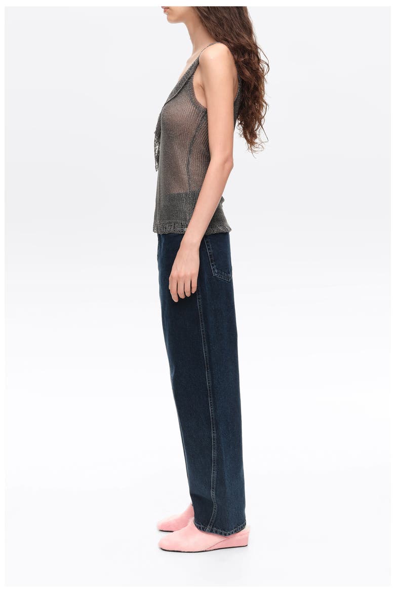 Metallic Openwork Fitted Top, Alternate, color, DARK GREY