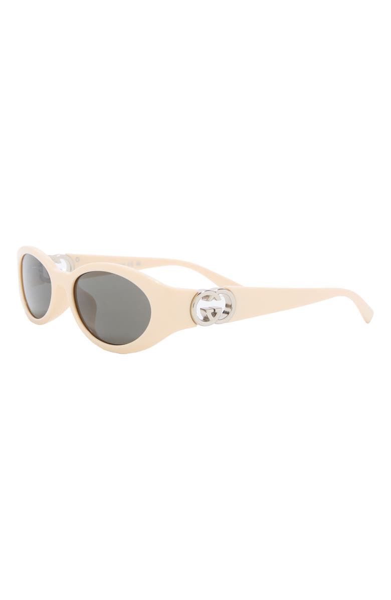 Gucci 56mm Oval Sunglasses, Alternate, color, Ivory Ivory Grey
