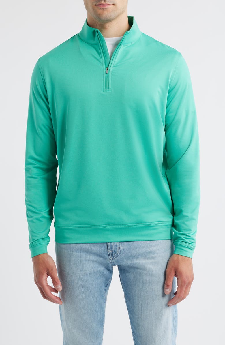 Peter Millar Perth Mélange Performance Quarter Zip Pullover, Main, color, Meadow