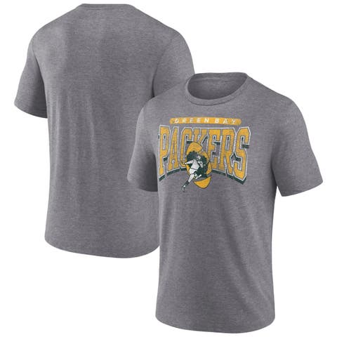 Men's Fanatics Heather Gray Green Bay Packers Warped Block Tri-Blend T-Shirt