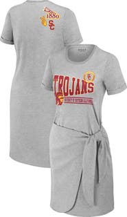WEAR by Erin Andrews Women's WEAR by Erin Andrews Heather Gray USC Trojans Knotted T-Shirt Dress