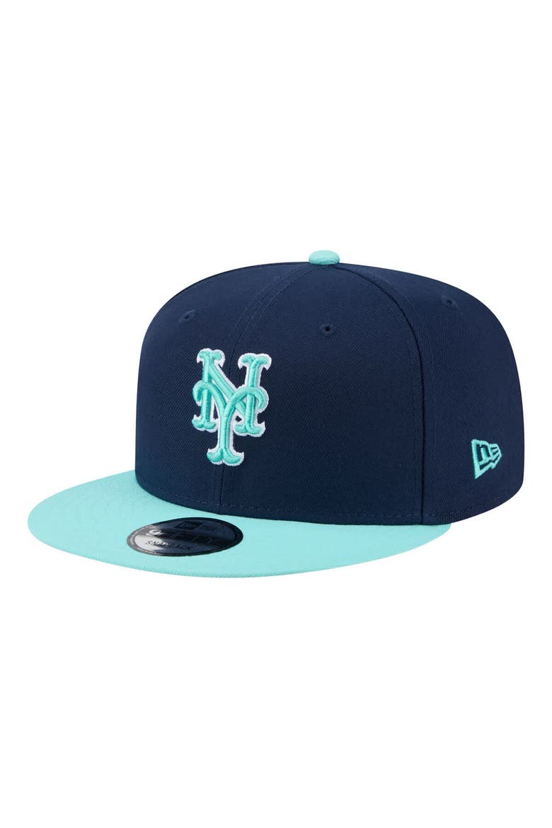 Men's New Era Navy/Turquoise New York Mets Two-Tone Color Pack 9FIFTY Snapback Hat, Main, color, Navy