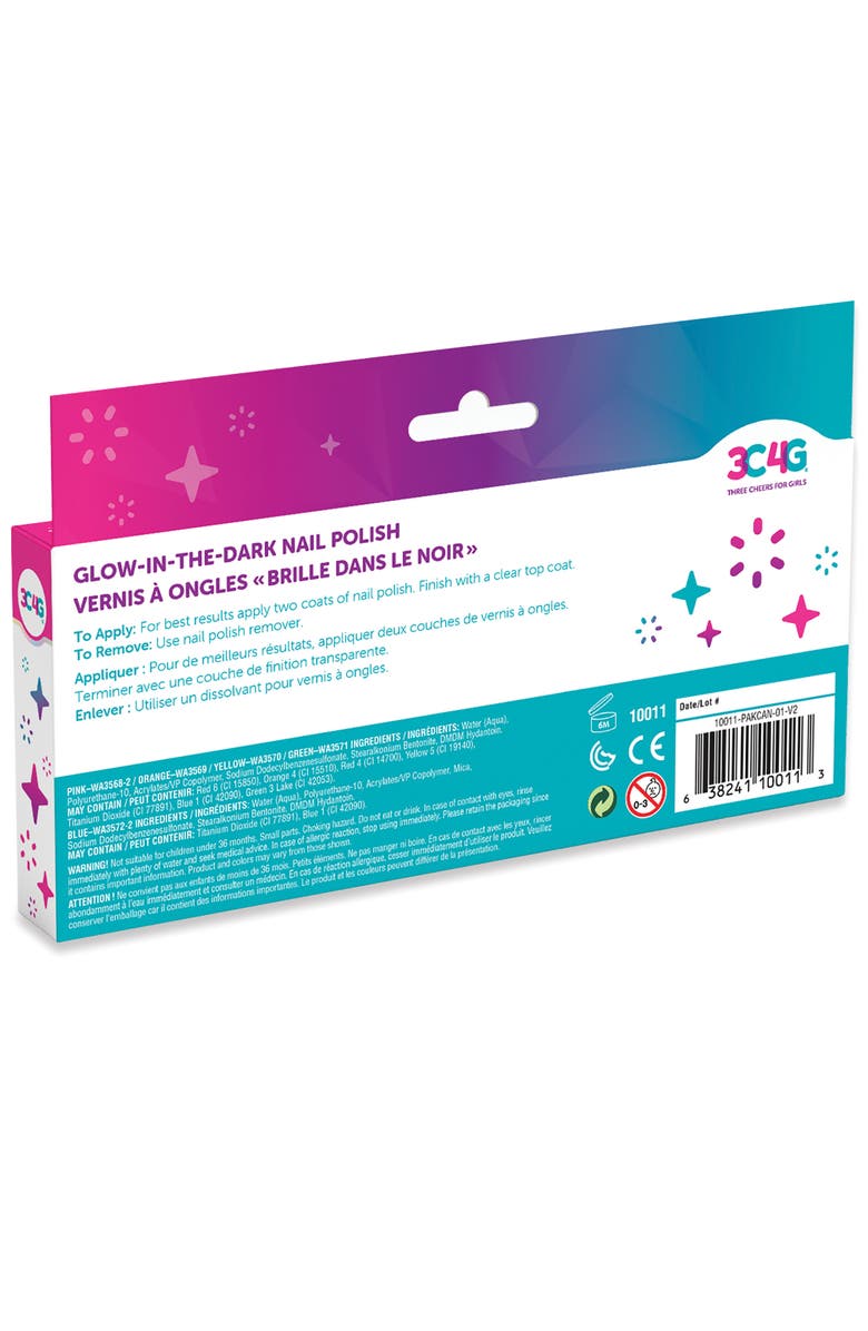 Three Cheers For Girls 3C4G Glow In The Dark Nail Polish Set 5 Bottles, Alternate, color, Multicolored