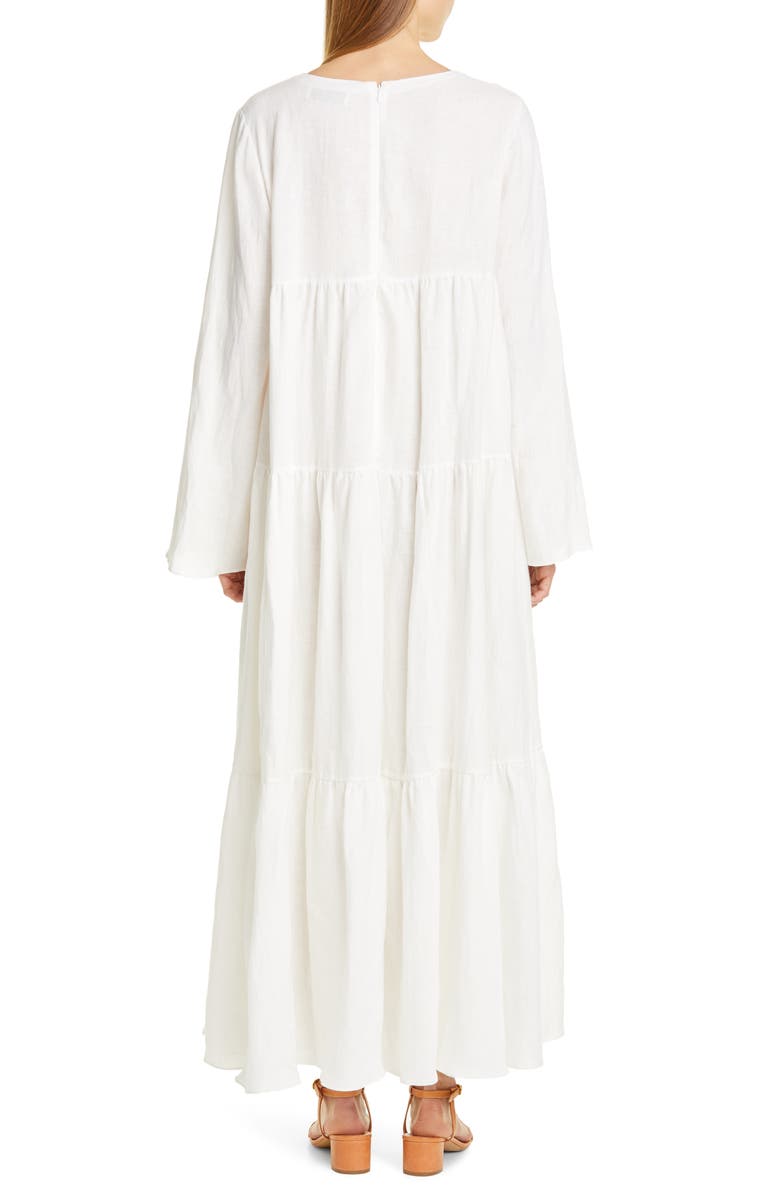 Mansur Gavriel Bohemian Long Sleeve Linen Maxi Dress, Alternate, color,