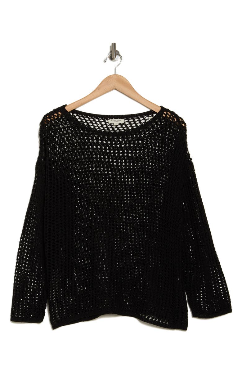 MAX STUDIO Long Sleeve Mesh Open Knit Top, Alternate, color, 