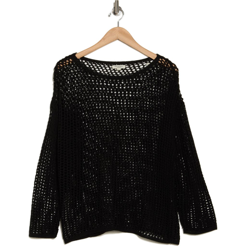 MAX STUDIO MAX STUDIO LONG SLEEVE MESH OPEN KNIT TOP
