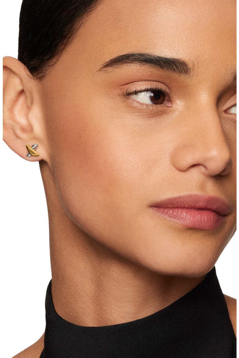 Petite X Stud Earrings, Alternate, color, DIAMOND/ SILVER