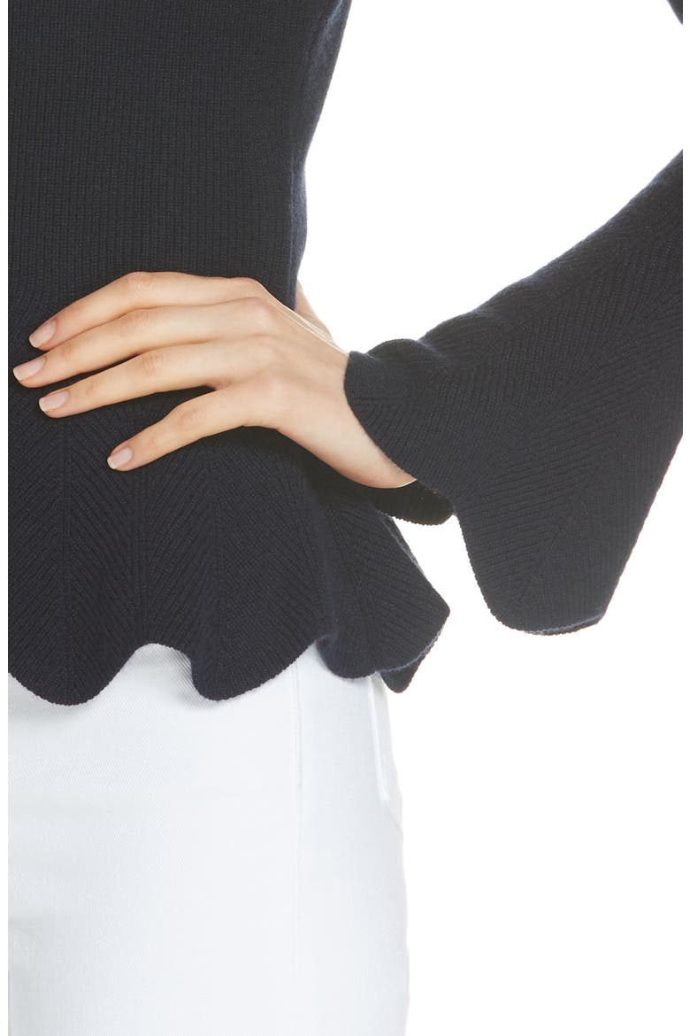 Bobbe Wool Blend Peplum Sweater, Alternate, color, NAVY