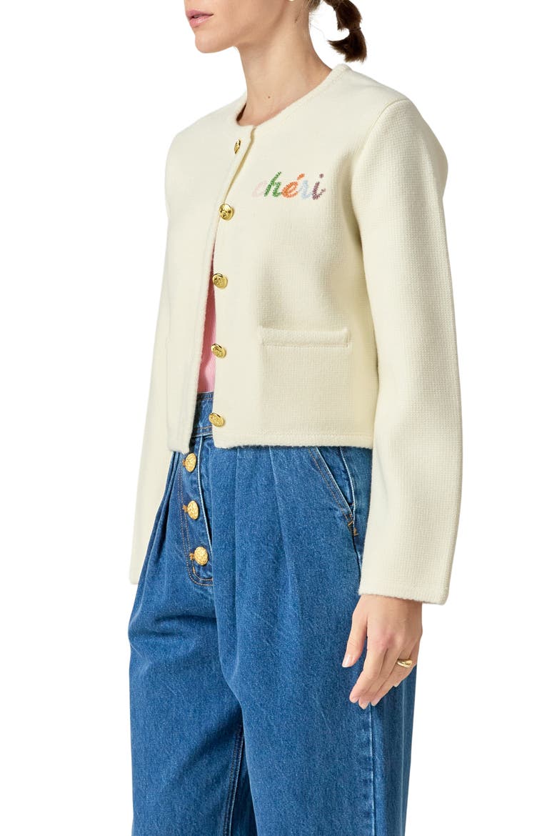 Cheri Beaded Cardigan, Alternate, color, IVORY