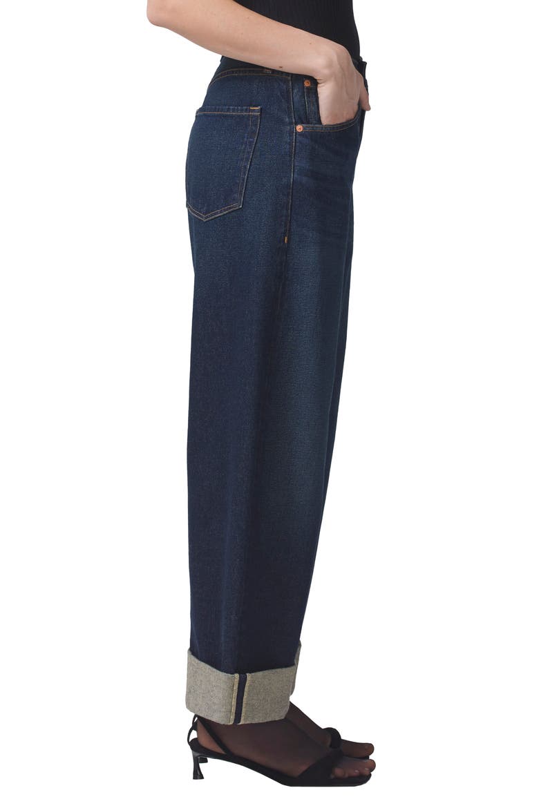 Ayla Cuffed Super High Waist Crop Baggy Jeans, Alternate, color, BRAVO DK IND