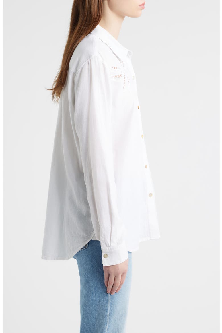 Samar Eyelet Embroidered Linen Blend Button Up Shirt, Alternate, color, WHITE PALM EMBROIDERY