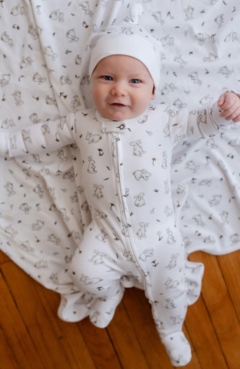 L'ovedbaby Bunny Print Fitted One-Piece Organic Cotton Footie Pajamas, Alternate, color, 