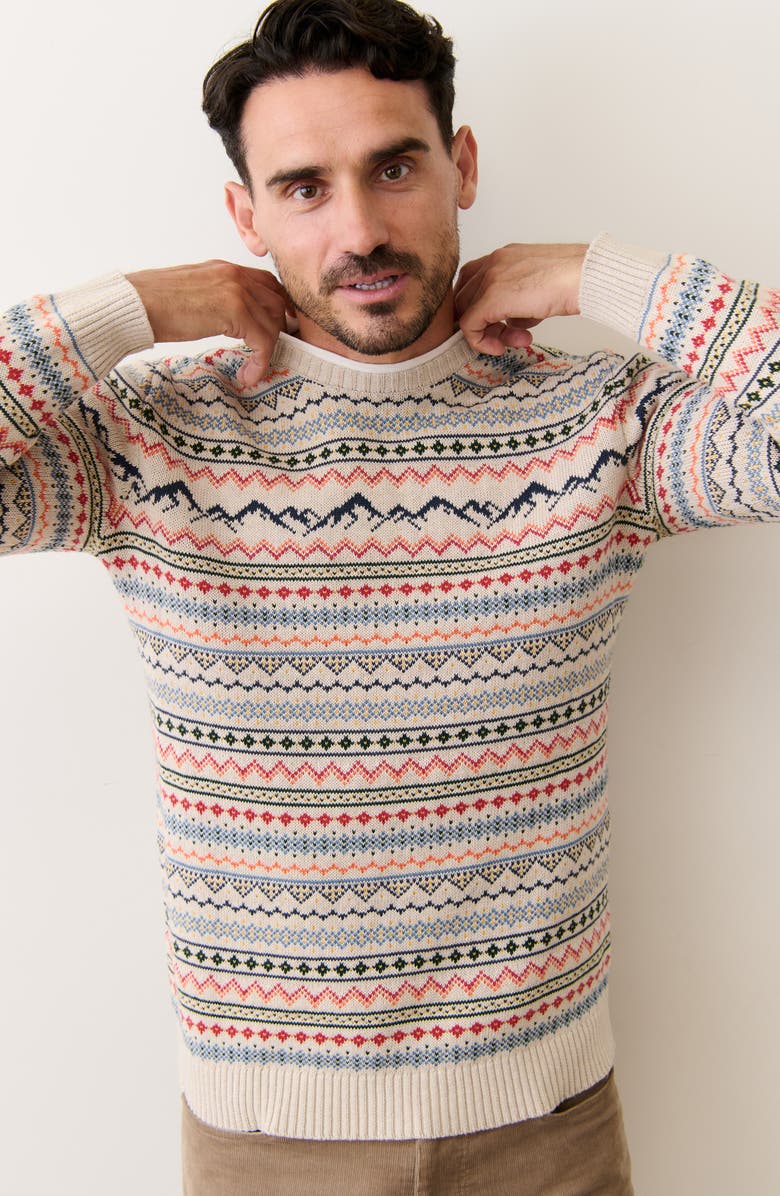 Marine Layer Fair Isle Organic Cotton Blend Crewneck Sweater, Alternate, color,