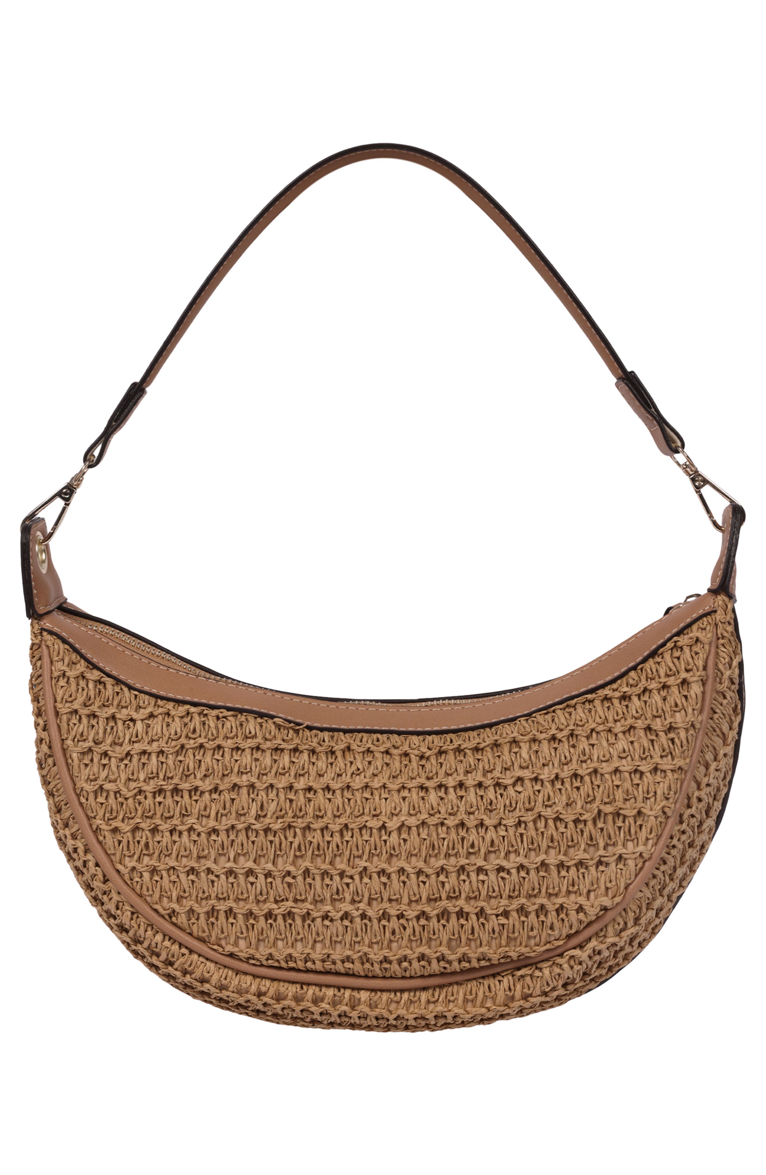 Tommy Bahama Logo Debossed Raffia Shoulder Bag, Alternate, color, Tan