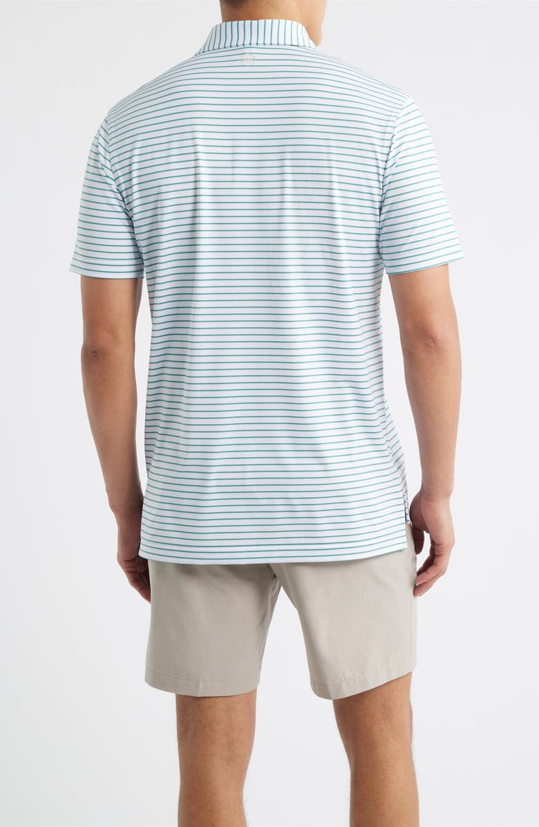 Peter Millar Dunnes Stripe Performance Jersey Polo, Alternate, color, White / Snow Pea