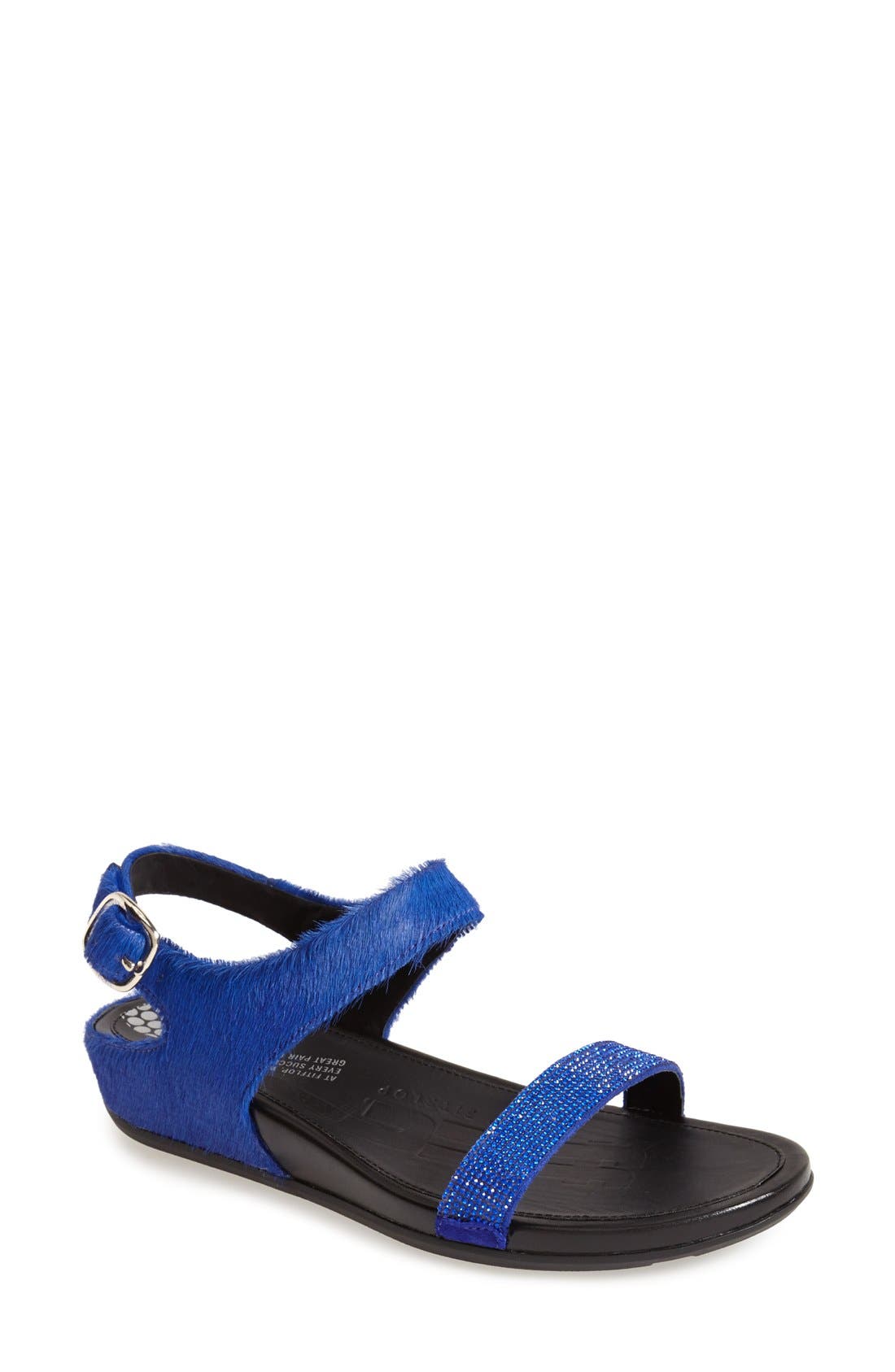 FitFlop™ 'Banda' Calf Hair Sandal, Main, color, MAZARINE BLUE