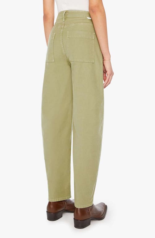 Mother The Fangirl Fatigue Barrel Leg Jeans In Green