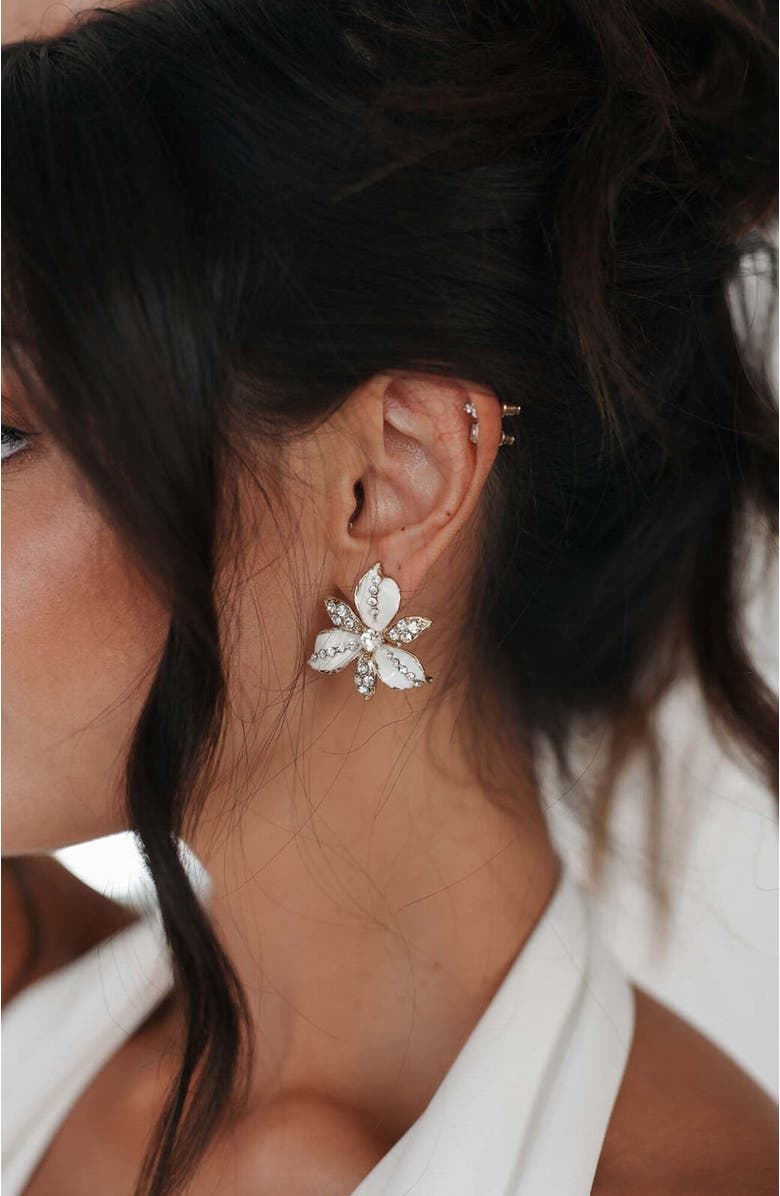 Untamed Petals Feyre Crystal Stud Earrings, Alternate, color, Gold