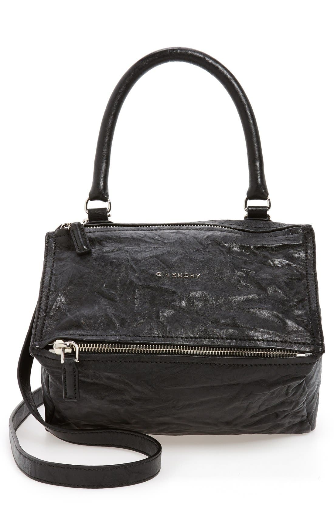 Small Pepe Pandora Leather Shoulder Bag, Main, color, BLACK