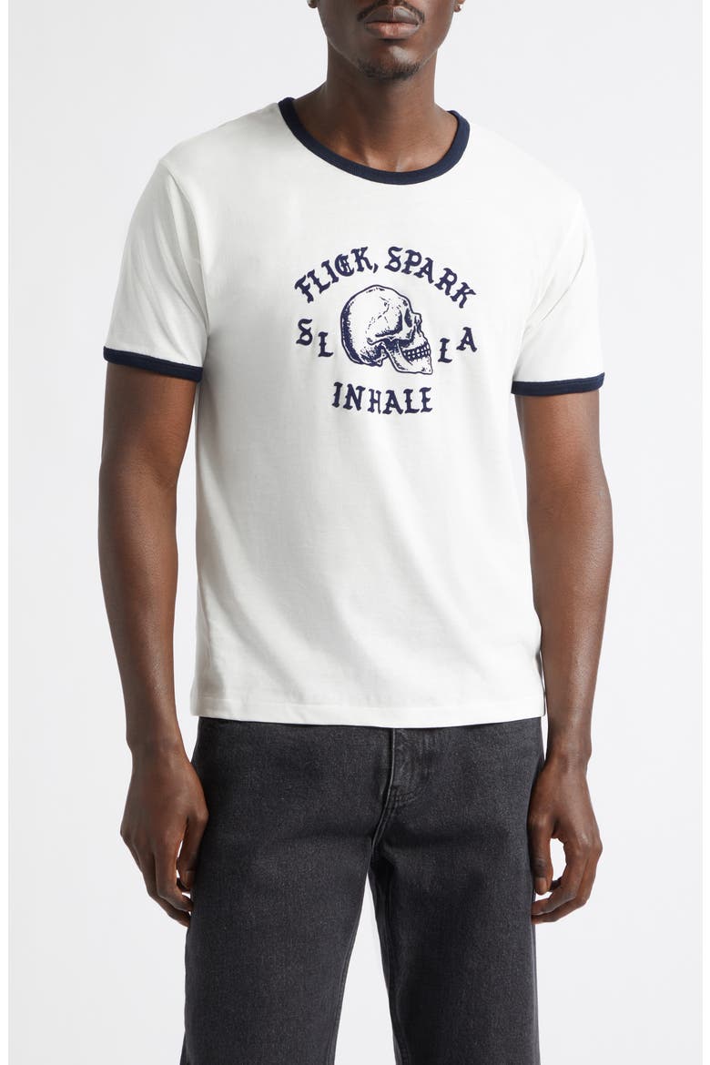 Flick Spark Inhale Cotton Ringer T-Shirt, Main, color, WHITE/ NAVY