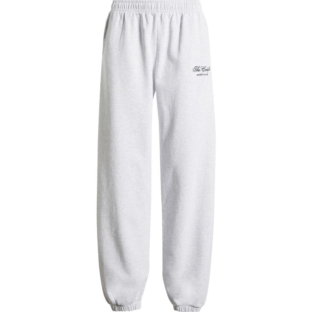 Sporty And Rich The Carlyle Script Track Pants In Heather Gray