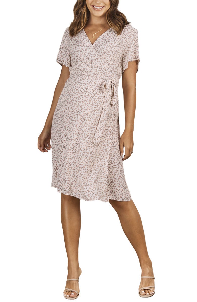 Angel Maternity Floral Maternity/Nursing Wrap Dress, Main, color,
