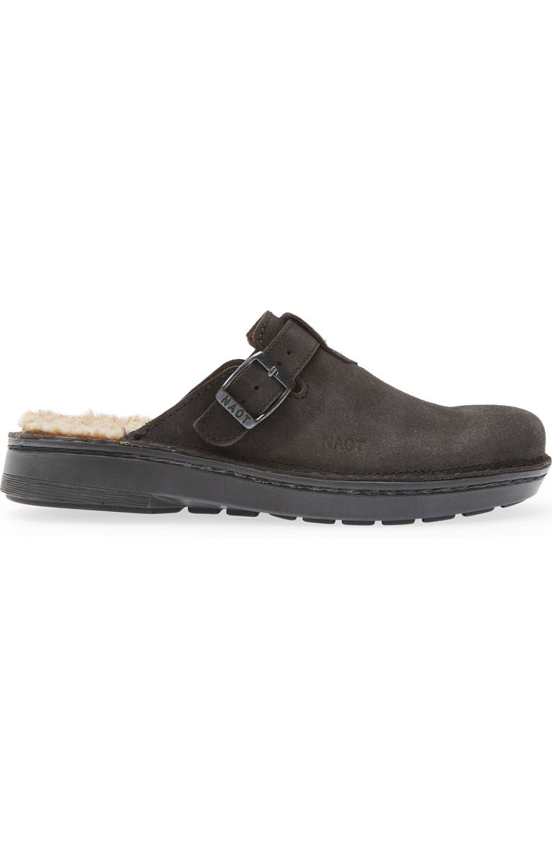 Naot Martos Faux Shearling Mule, Alternate, color, Oily Midnight Suede
