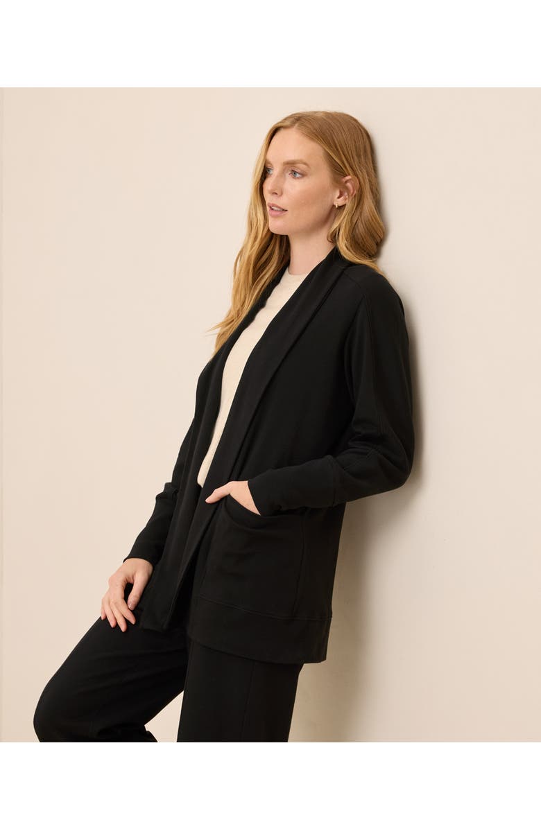 Pact Organic Cotton Airplane Wrap Cardigan, Alternate, color, Black