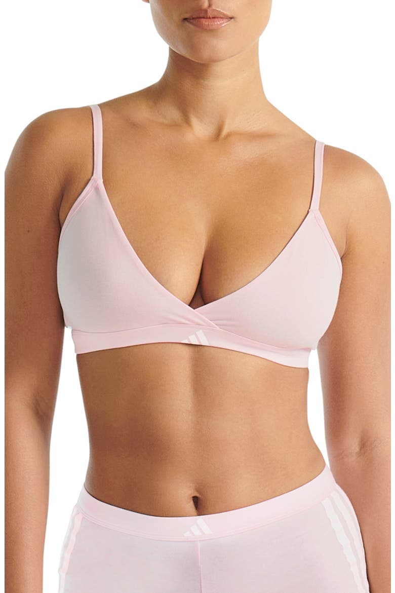 Essentials Cotton Blend 3 Stripe Triangle Wrap Bralette, Main, color, CLEAR PINK