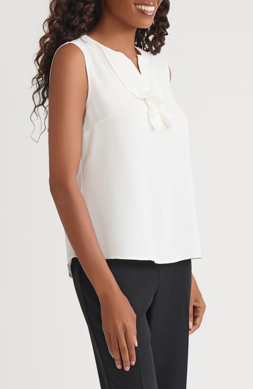 Kasper Ruffle Front Sleeveless Top In White