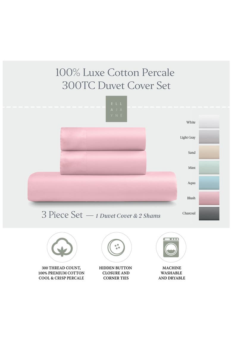 300 Thread Count CottonDuvet Cover & Sham Set, Alternate, color, BLUSH