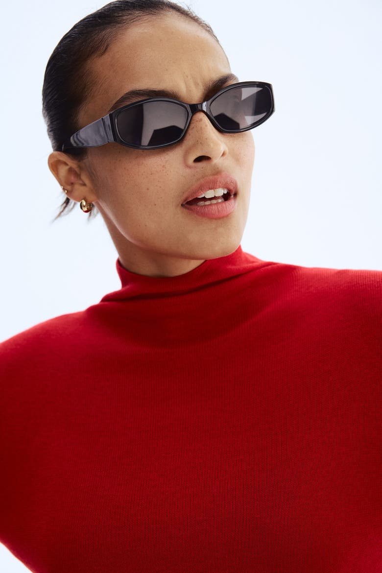 Fine-knit Turtleneck Top, Alternate, color, Red