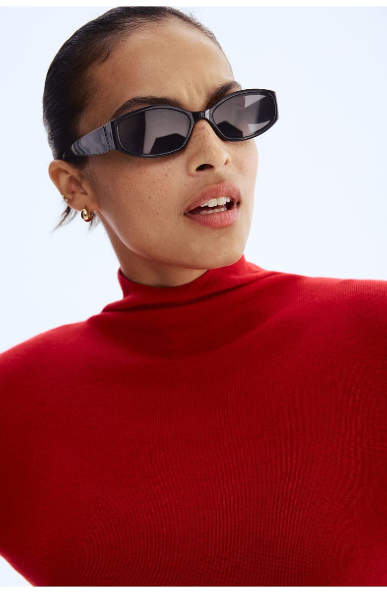 H&M Fine-knit Turtleneck Top, Alternate, color, Red